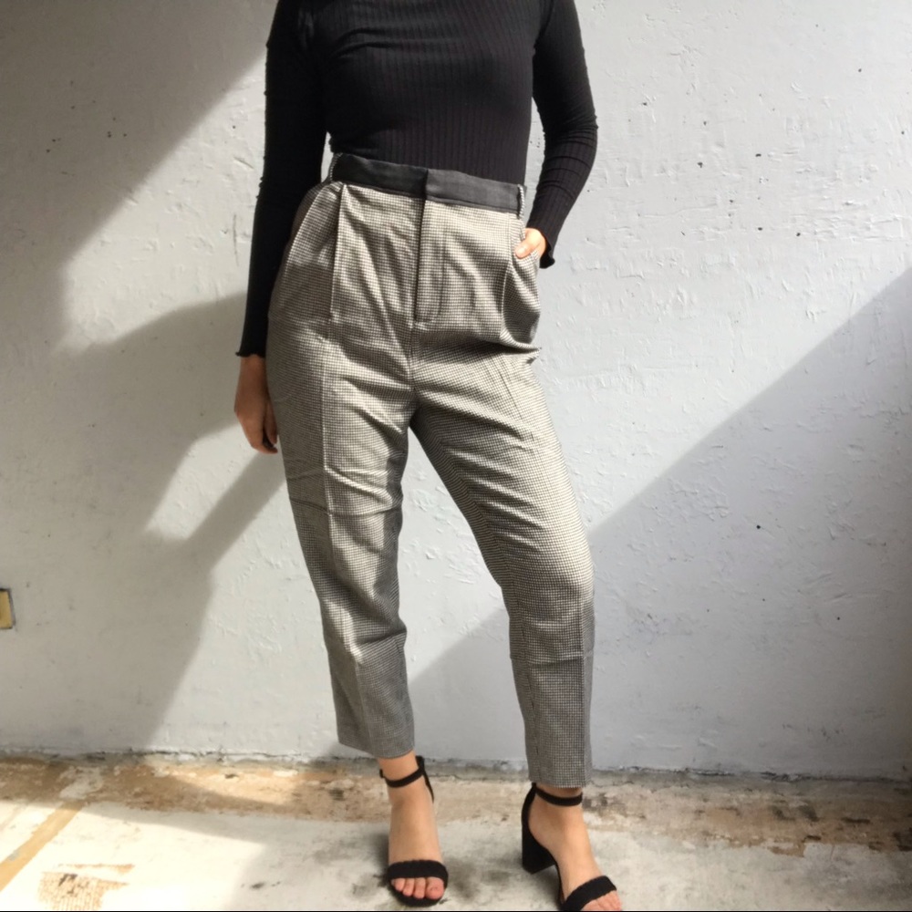 gingham high waisted trousers